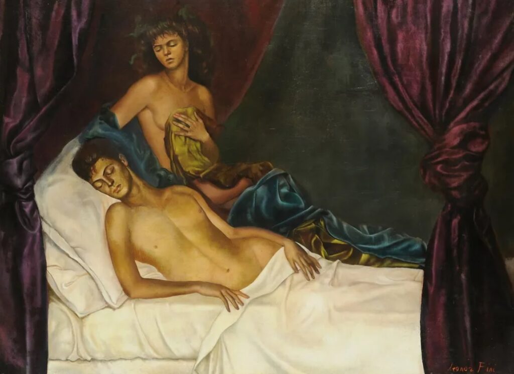 Quadro A Alcova/ Autorretrato com Nico Papatakis de Leonor Fini