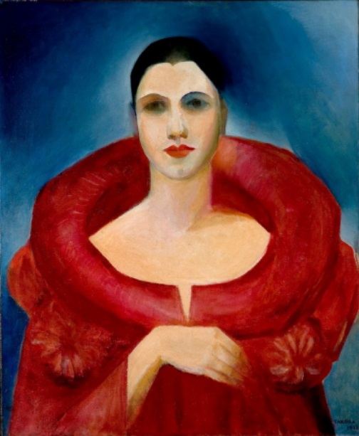 Autorretrato (manteau rouge) de Tarsila do Amaral feito em 1923.
