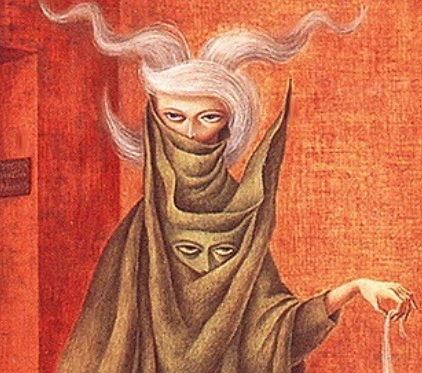Mulher saindo do Psicanalista de Remedios Varo